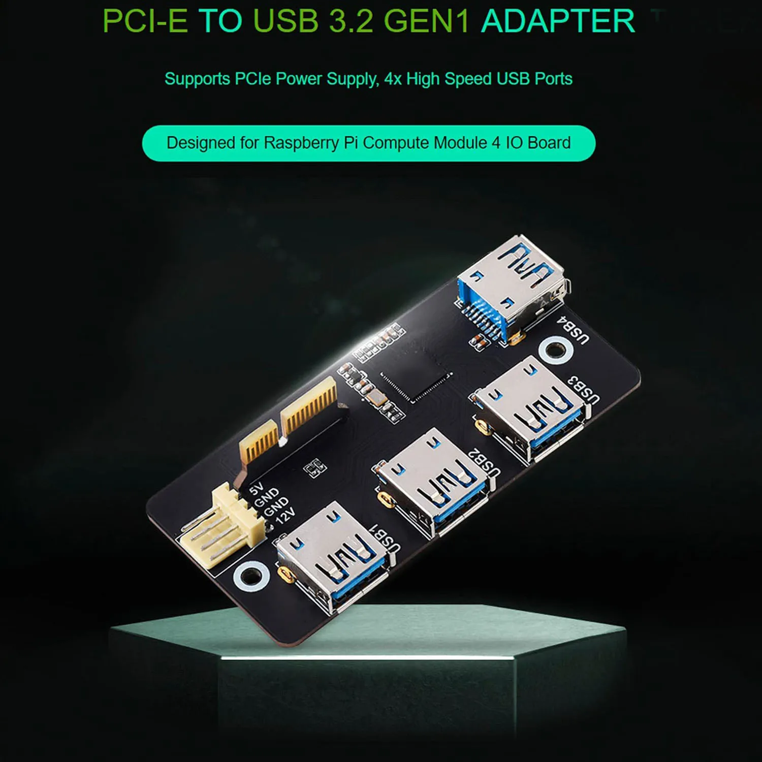 Imagem -03 - Pcie para Adaptador Usb Compatível com Cartão de Expansão Usb 4x io Board 3.2 Gen Raspberry pi Compute Module