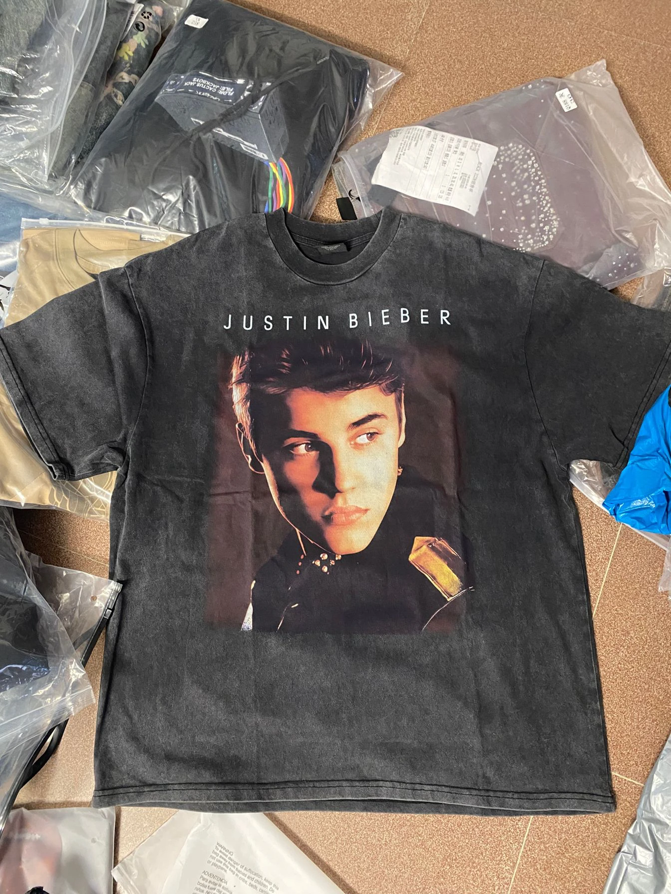 

Waed Vintage ort Sve T-irt Justin Bieber Street Sle Rap ex Faion Urban Cotton round Ne Basic Fit Summer Top