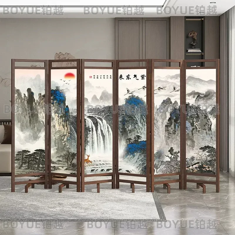 for 2026 New Solid Wood Screen Partition Living Room Mobile Folding Office Divider for Chinese Style Home Catering