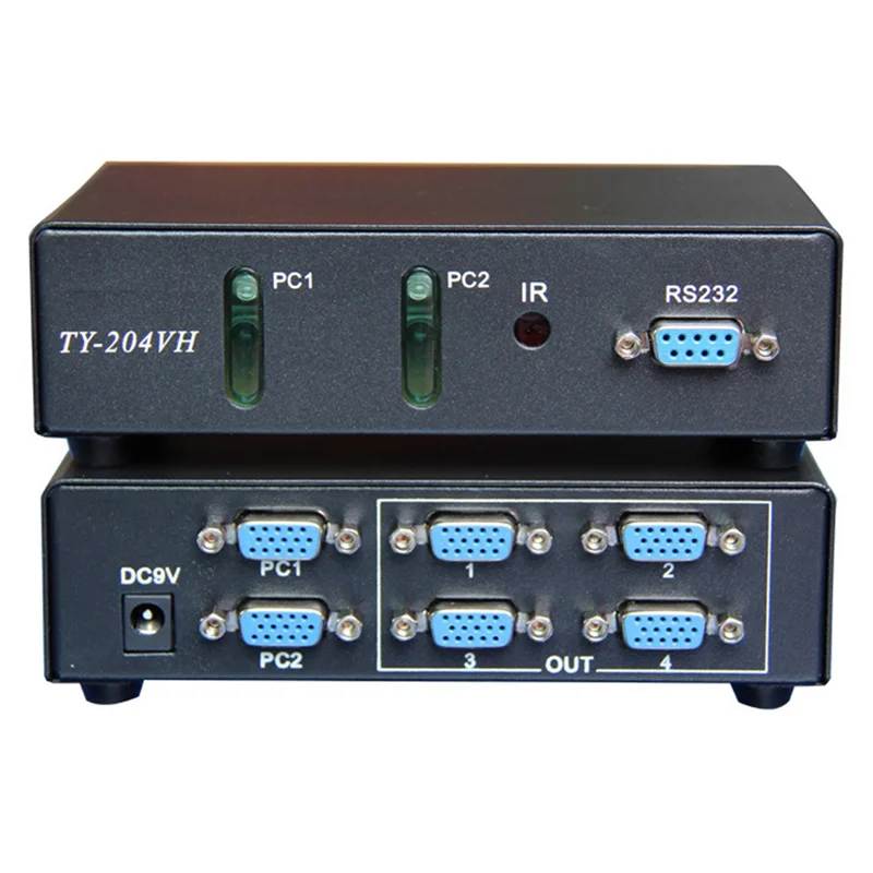 

FEDI-2 In 4 Out VGA Splitter Switcher Распределение видеоигр 350 МГц Поддержка 1920X1440 с ИК-пультом дистанционного управления