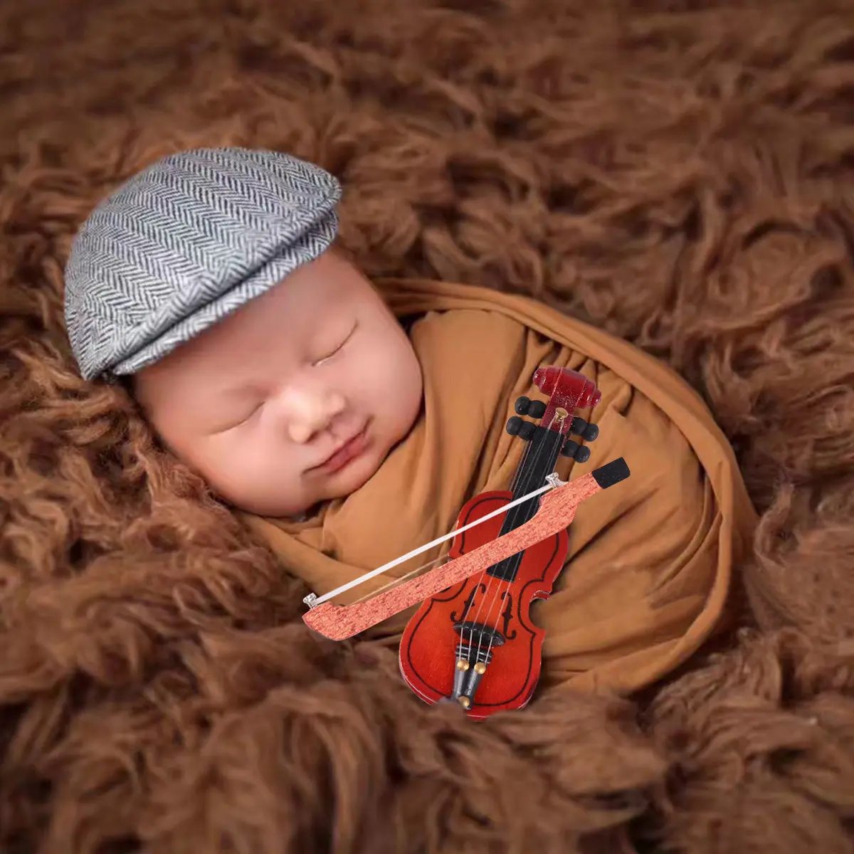 Mini Violin Simulation Fine Workmanship Small World Decoration for Dollhouse Accessories Photography Props Creative Intelligence