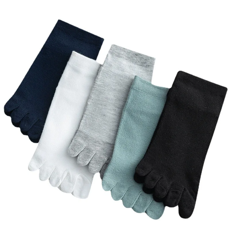 5 Pairs Men Summer Mesh Socks Five Finger Sock Low Cut Toe Socks with Separate Fingers Cotton Sports Socks