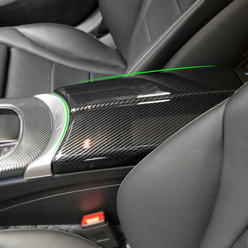 

Car Interior Accessories Oak Wood Texture Center Console Armrest Box Cover For Mercedes Benz C GLC Class W205 X253 2015-2021