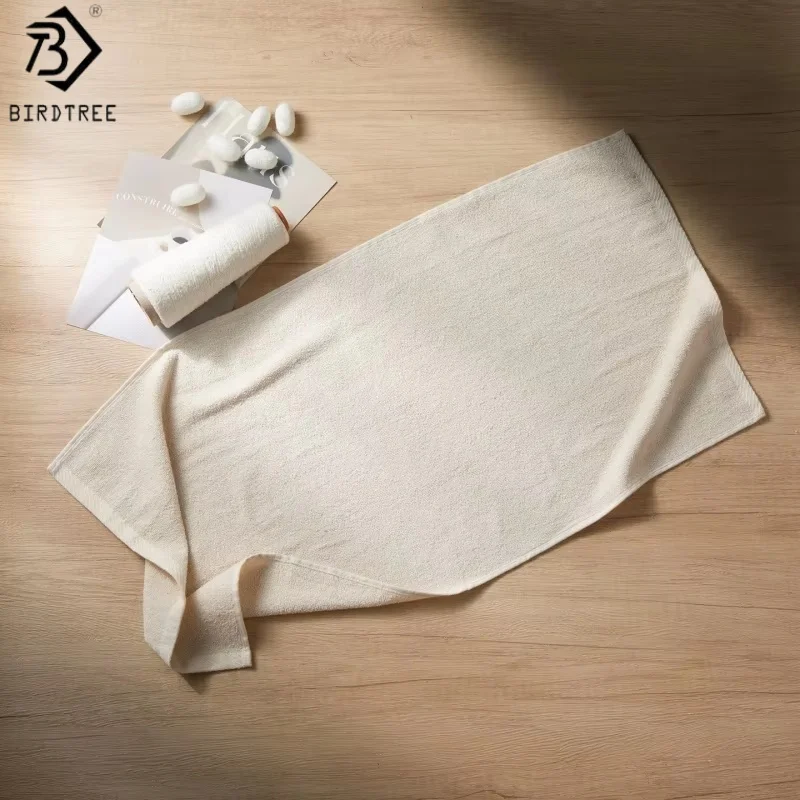 birdtree-2pcs-628-real-silk-372-cotton-rectangle-towel-washing-household-knitted-beige-towels-2026-autumn-new-s69506jf
