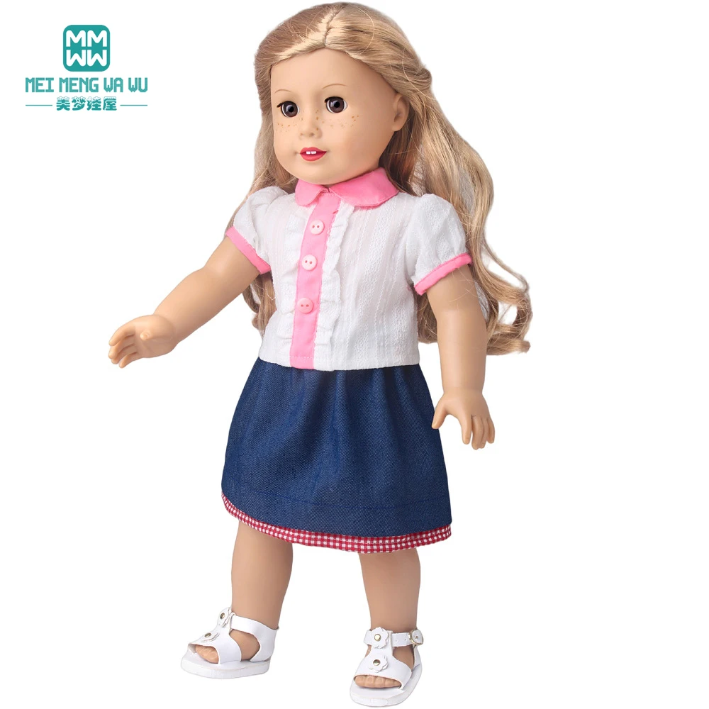 Puppe Kleidung Fit 45cm Spielzeug Amerikanische Puppe Mode Cartoon Gaze Kleid Hemd Hosen Schuhe Mädchen Geschenke – Detail 20