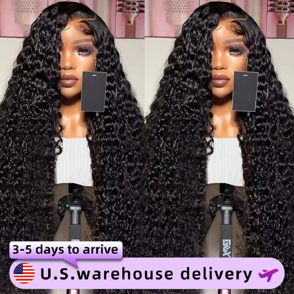 300 Density Deep Wave Lace Frontal Wigs Human Hair 13x6 HD Transparent Curly Wig Natural Color Brazilian Glueless Hair For Women