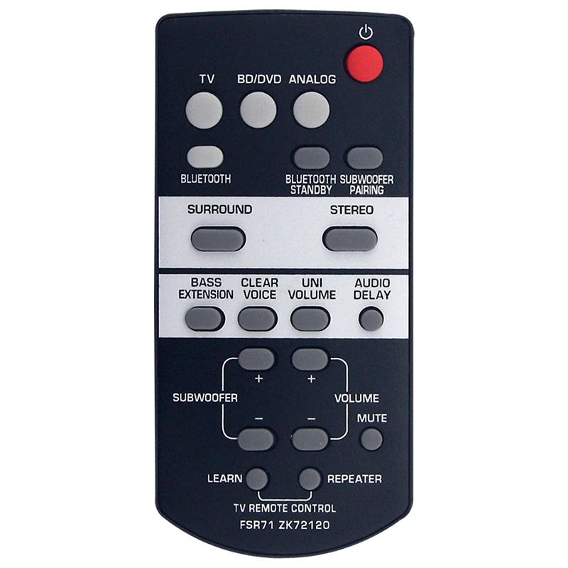 Compatible con altavoz Yamaha YAS-105 YAS-106 ATS-1080 YAS-203BL YAS-CU203 NS-WSW41 Control remoto FSR71 ZK72120 Repuestos