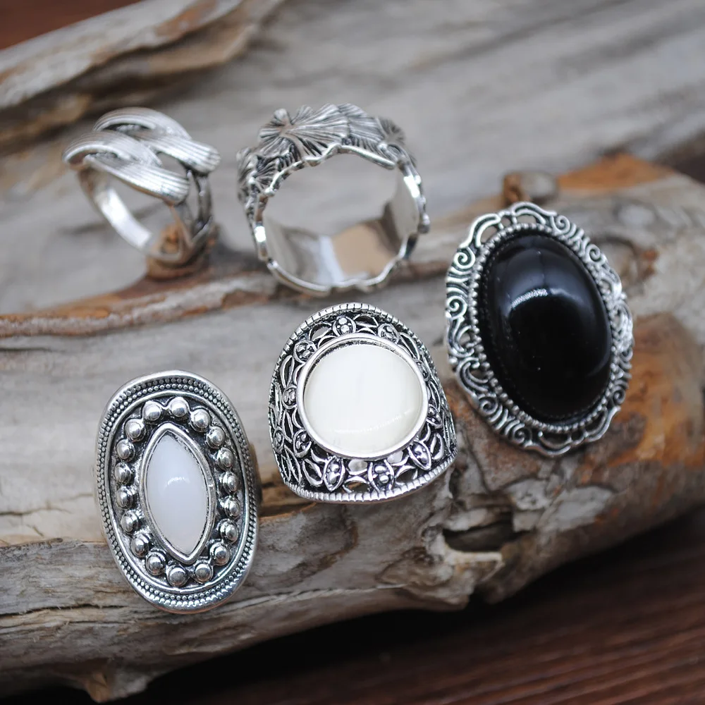 Meetvii Vintage Exaggerated Open Ring for Women Free Combination Stackable Rings Fashion Jewelry