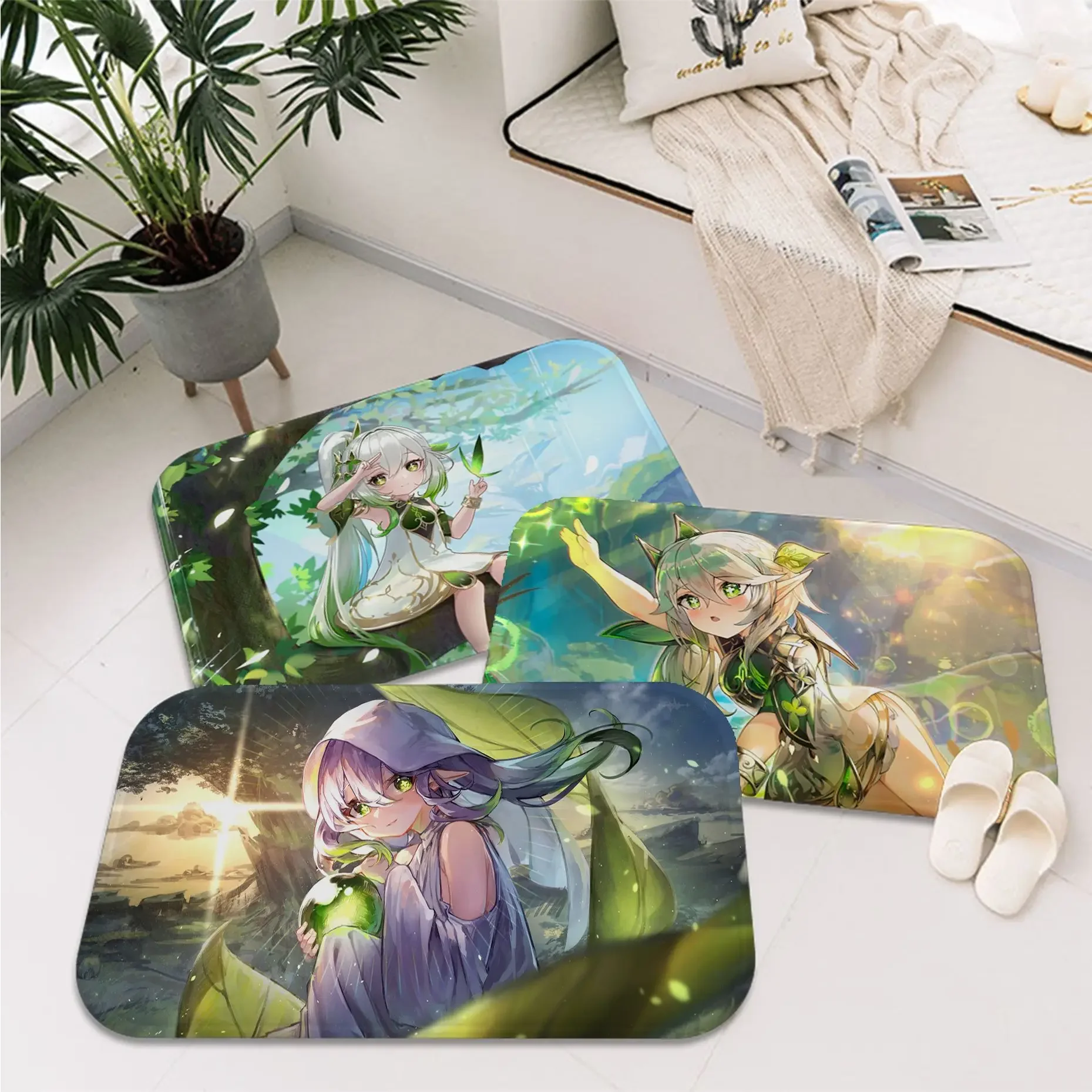 

Cute Nahida Genshin Impact Kitchen Mat INS Style Soft Bedroom Floor House Laundry Room Mat Anti-skid Bedside Mats