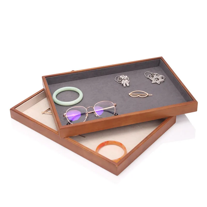 

High Quality Baking Varnish Wood Jewelry Tray Storage Ring Earring Necklace Bracelet Pendant Display Organizer