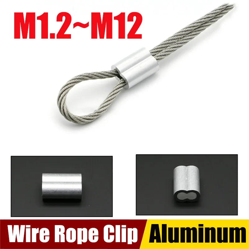 8-50Pcs Figure 8 Aluminum Sleeves Double Hole M1.2/M2/M2.5/M3/M4/M6/M8/M10/M12 304 Stainless Steel Wire Rope Clips Cable Clamps