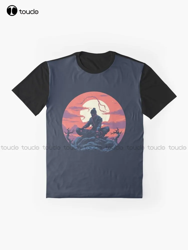 Ninja Meditating At The Mountains Graphic T-Shirt Digital Printing Tee Shirts Streetwear Xxs-5Xl New Popular Unisex