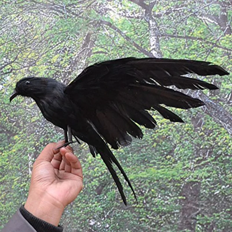 Realistic Crow Decoration Crow Decoys Halloween Black Feather Raven Prop Outdoor Halloween Decor