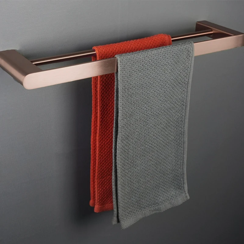 Brushed Rose Gold Bathroom Pendant Towel Holder Towel pole Tissue Hook Toilet Brush Bathrobe Hook Soap Disc Bathroom Hardware