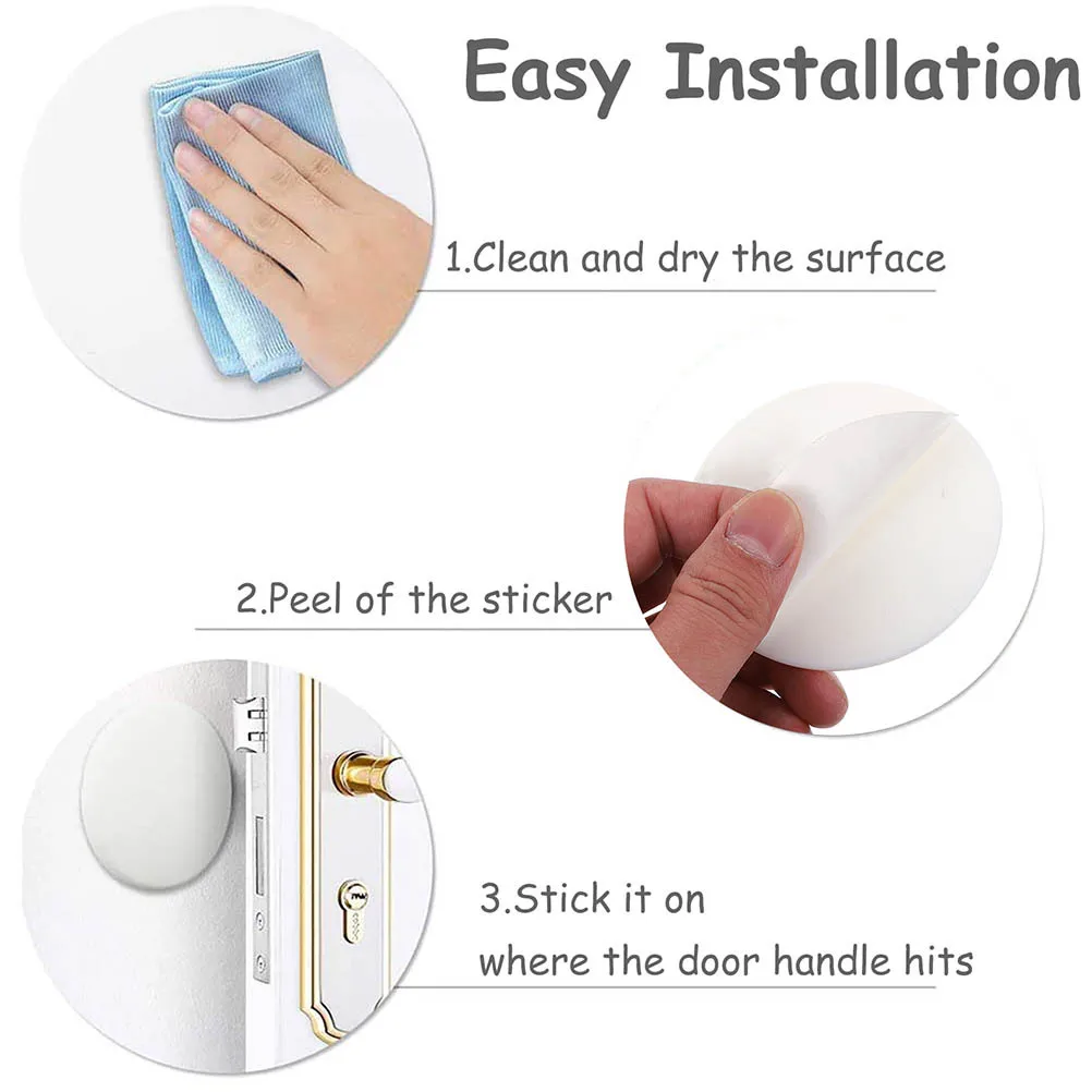 

4Pcs Silicone Wall Protector Door Stopper Round Bumper Handle Buffer Self Adhesive Shock Noise Reduction for Wall Surface Toilet
