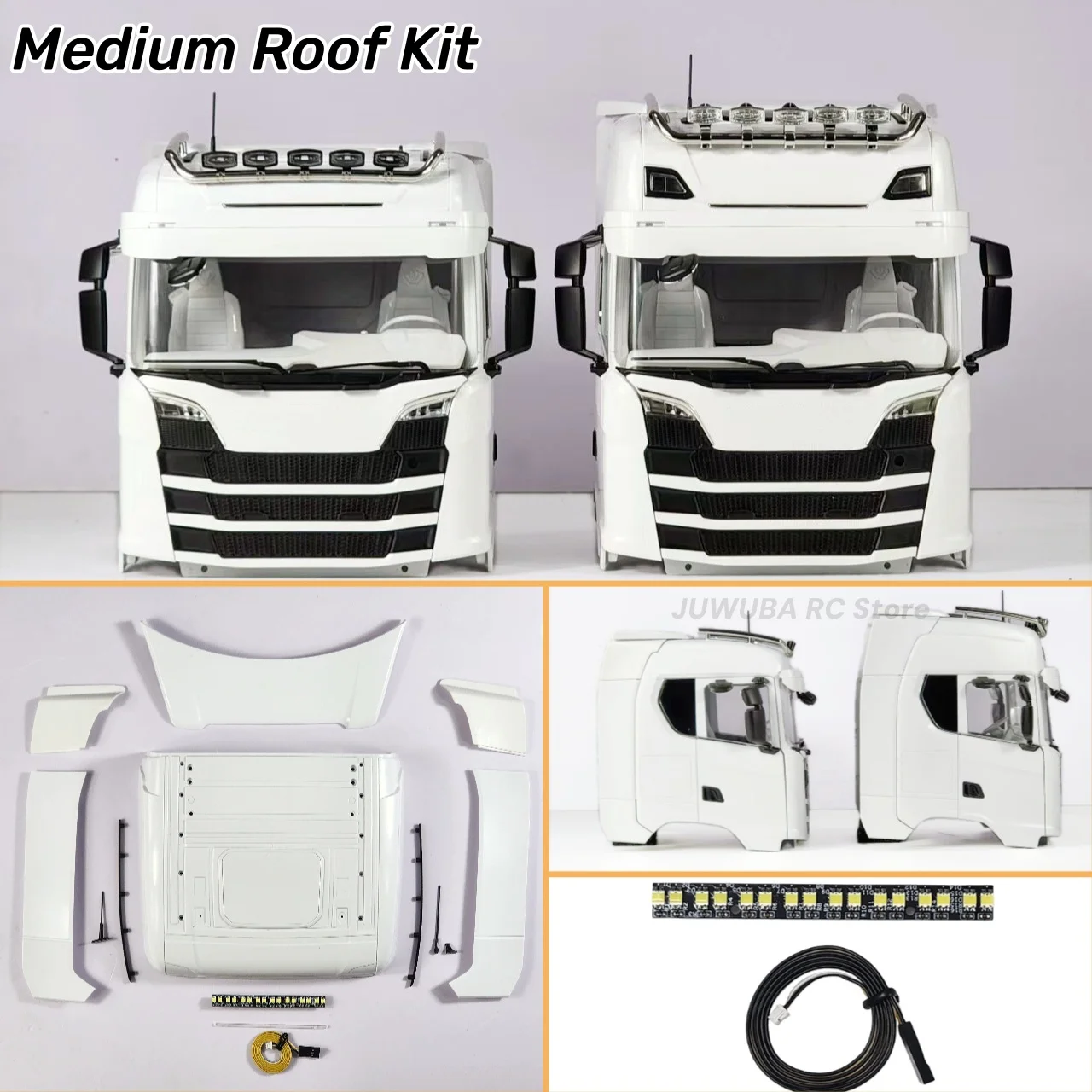 770S RC Truck 1/14 Medium Dak Hoge Dak Cab KIT Met LED's Voor Tamiya 1/14 RC Tractor Truck 770S Serie Accessoires Onderdelen - afbeelding 2