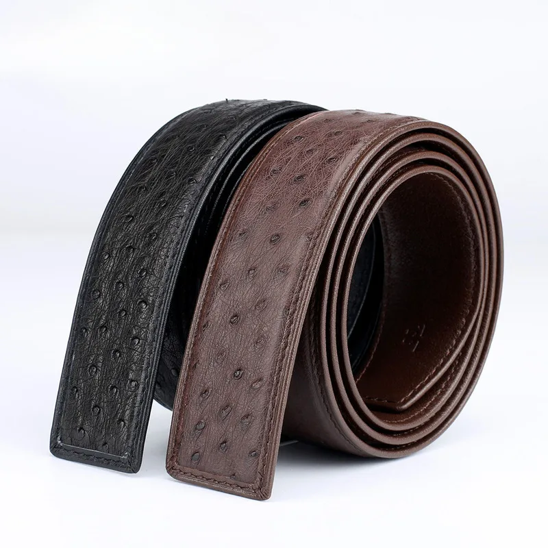 

British Style 3.8cm Wide Ostrich Men Genuine Leather Belt Needle Buckle Plate Buckle Headless Body Casual Belt Belts Cummerbunds