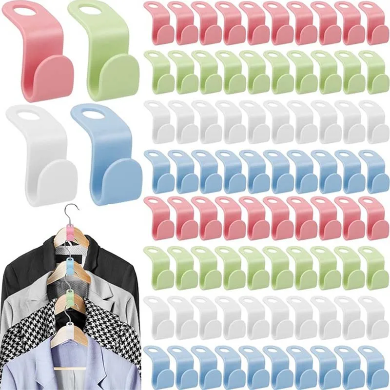 50Pcs Mini Clothes Hanger Connector Hook Cascading Plastic Wardrobe Coat Extendable Hanger Holder Space Saving For Closet Home