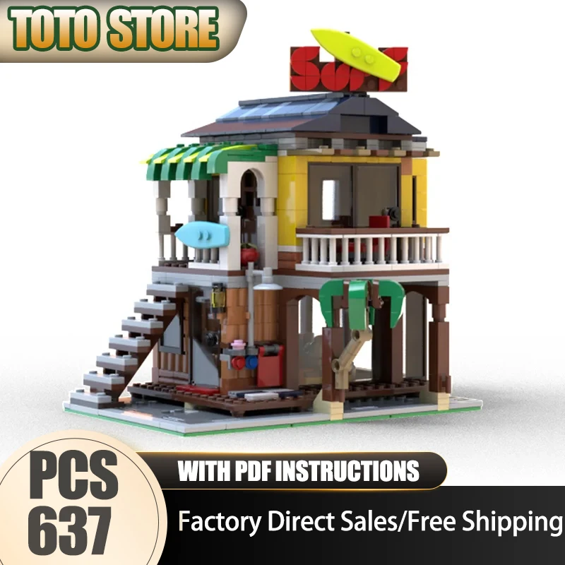 Moc قوالب بناء بيت الشاطئ التكنولوجيا وحدات كتل هدايا عيد الميلاد وحدات مدينة بناء نموذج اللعب لتقوم بها بنفسك مجموعات الجمعية #1