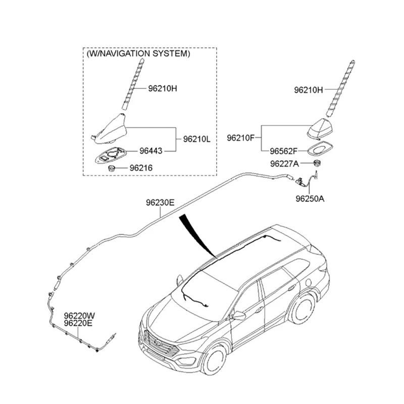 962102W000 Car Roof Shark Fin GPS Positioning Antenna For Hyundai Santa Fe 2013-2016 Vortex Generator Spoiler Wing 2W200