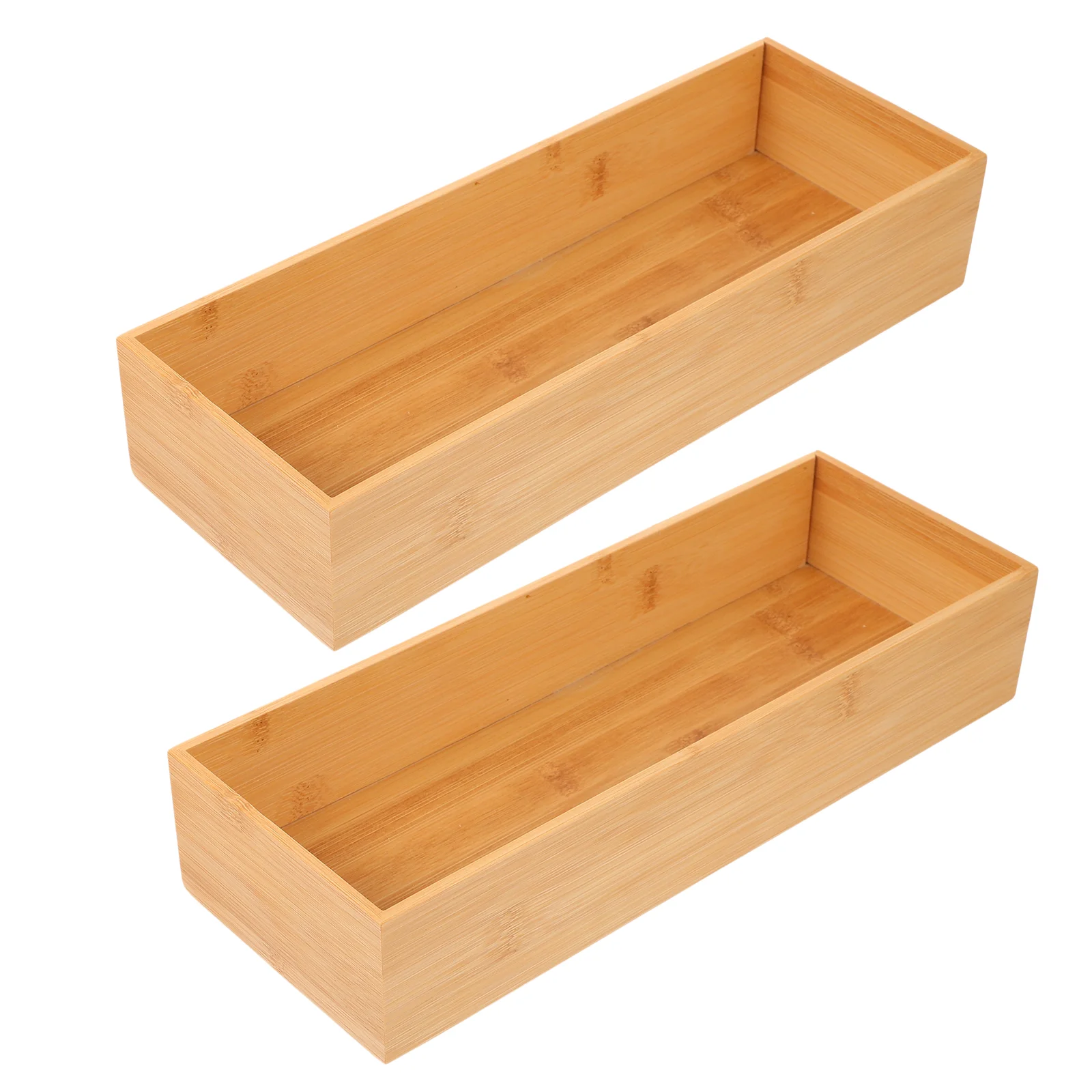 

2 Pcs Wooden Container Makeup Storage Bins Perfume Jewelry Tray Flatware Containers Bamboo Skin Care Holder Case Organizer