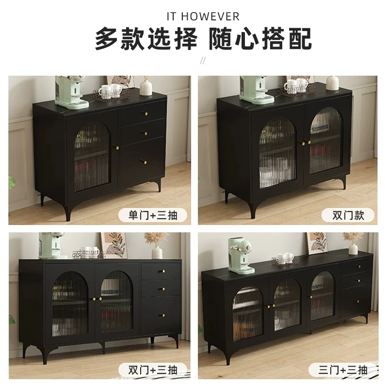 Rock plate sideboard multifunctional tea cabinet retro black kitchen wall storage lockers in living room.