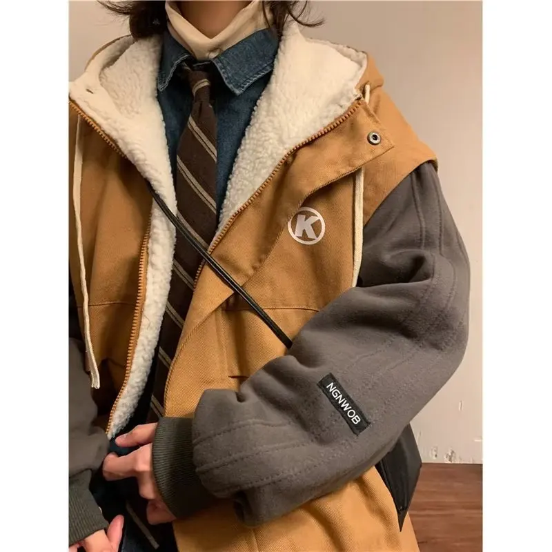 معطف قطني مزيف مكون من قطعتين للنساء لشتاء 2025 معطف قطني سميك جديد معطف عصري من صوف الضأن والقطن #4