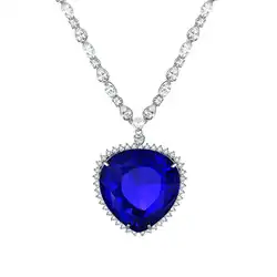 Titanic Heart Of The Ocean Rose Blue Crystal Women Necklace Pendant Jewelry Lovers Couple Valentie's Day Birthday Gift