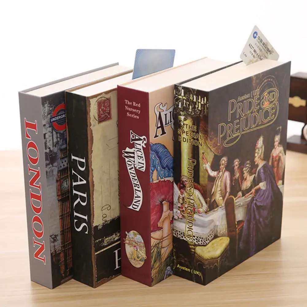 Book Safe Deposit Box Decoration Book Key/Password Type Storage Box Home Decoration Books Fake Books Cash Money Coin Storage Box