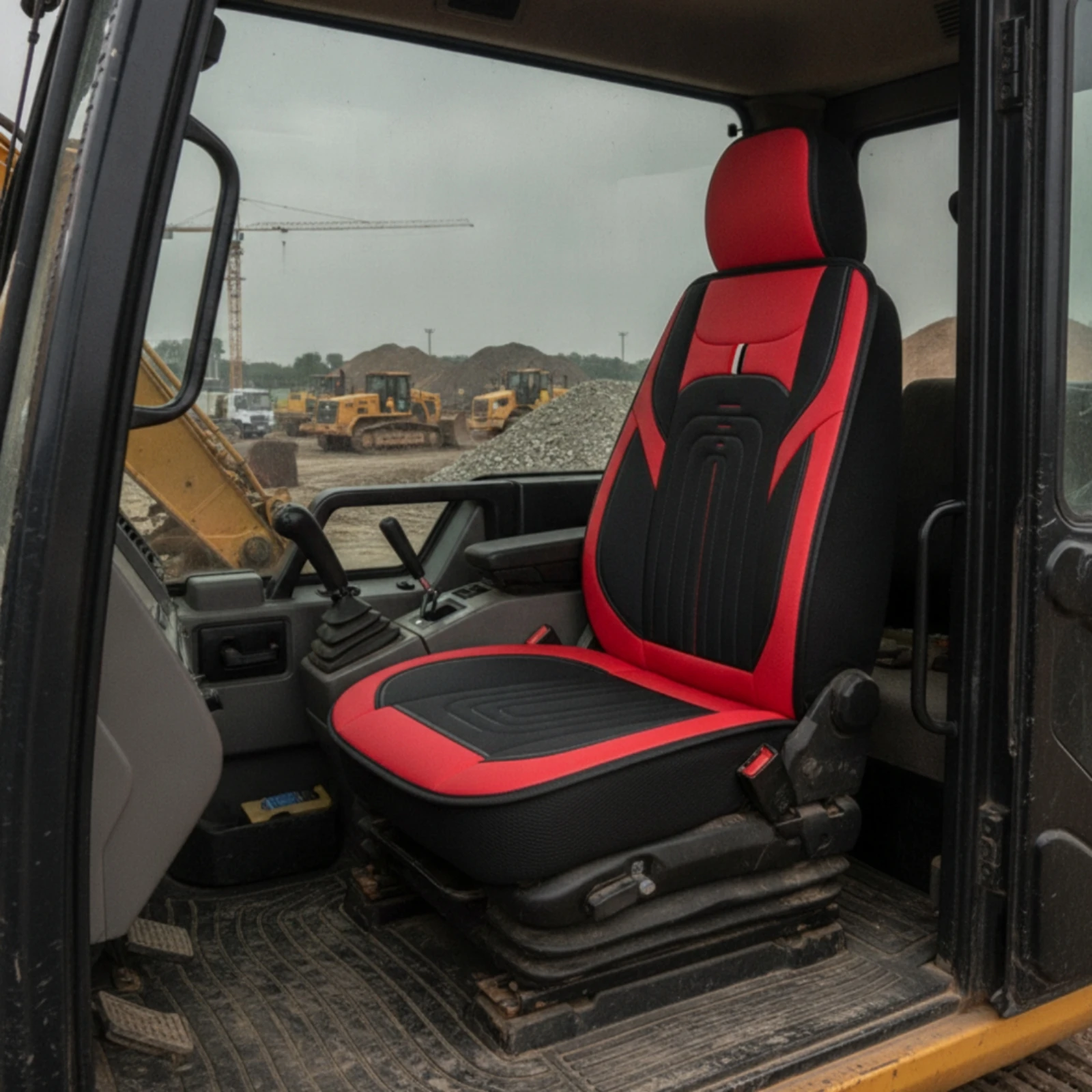 Excavator Seat Cover Linen Construction Machinery Seat Cover Contoured Padded