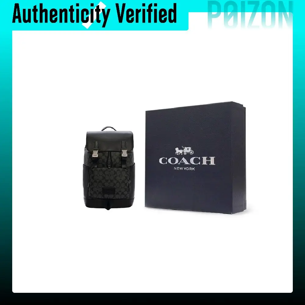 COACH Track Canvas With Leather Backpack Large Men's Charcoal Black C2712-QBMI5