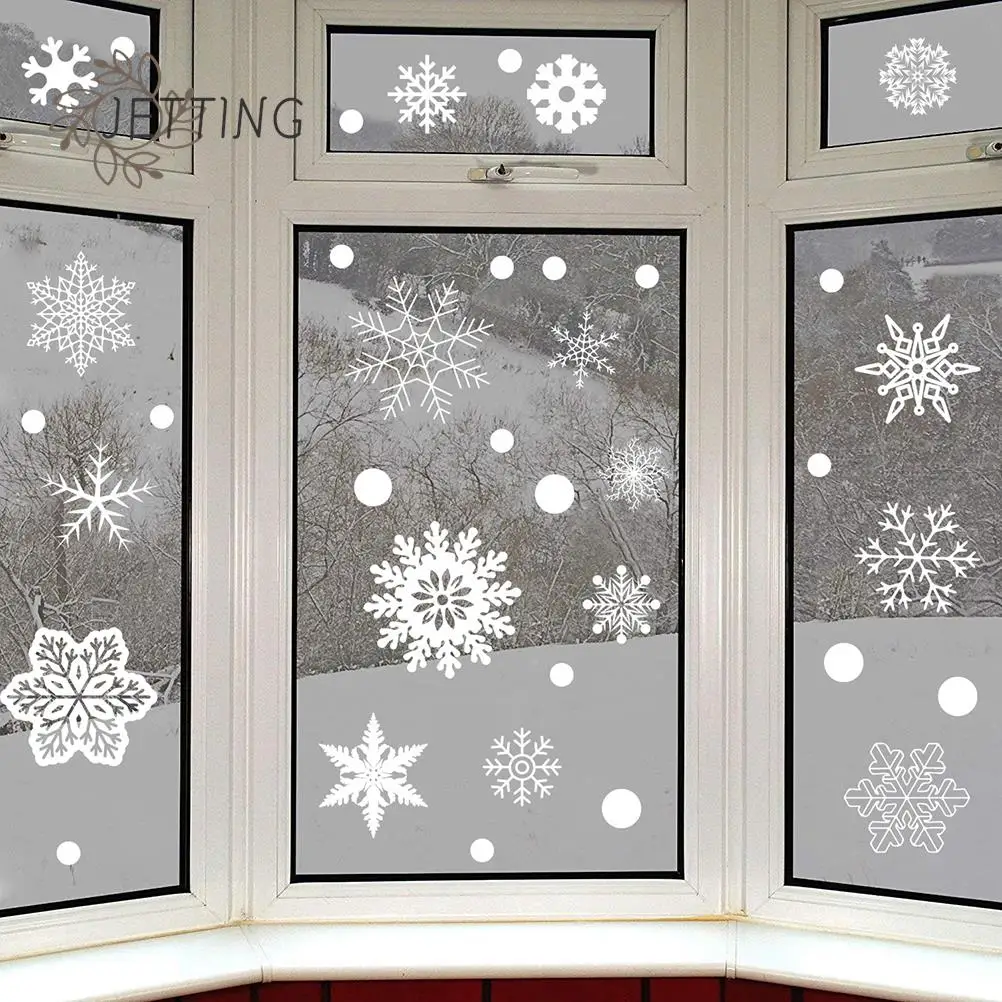 27Pcs/Lot Snowflake Electrostatic Wall Stickers Window Kids Room Christmas Decoration Decals For Home Decor New Year Wallpaper