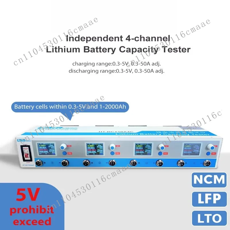 Battery Tester 4 Channel Lithium Battery 50A Charge-Discharge Tester for Li-ion LiFePo4 4 Channels Battery Capacity Tester