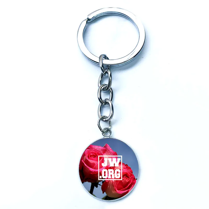 JW Child Caleb Sophia Jehovah Bloodless Keyholder With Chain Line Style Key Rings 20mm Round Glass Cabochon Jewelrys JW83