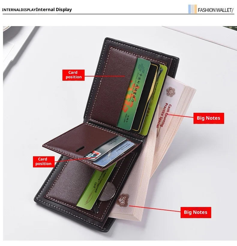 Neues Design Multi-Kartenfach Leder-Geldbörse für Herren Handgewebte Modische Einfache Ultradünne Münzbörse – Detail 3