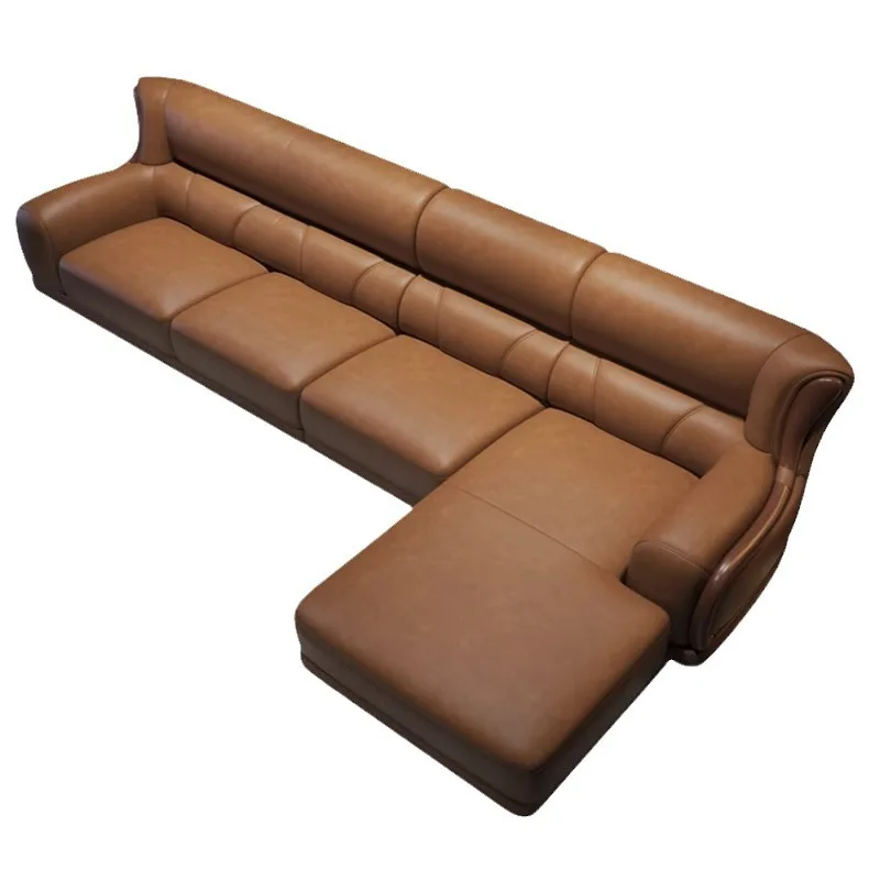 

Customizable Nordic leather sofa modern light luxury living room