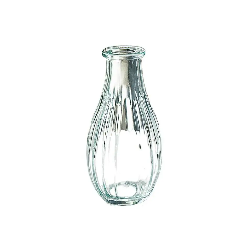 Simple Vintage Embossed Vase Embossed Printing Glass Creaft Transparent Hydroponics Vase DIY Mini