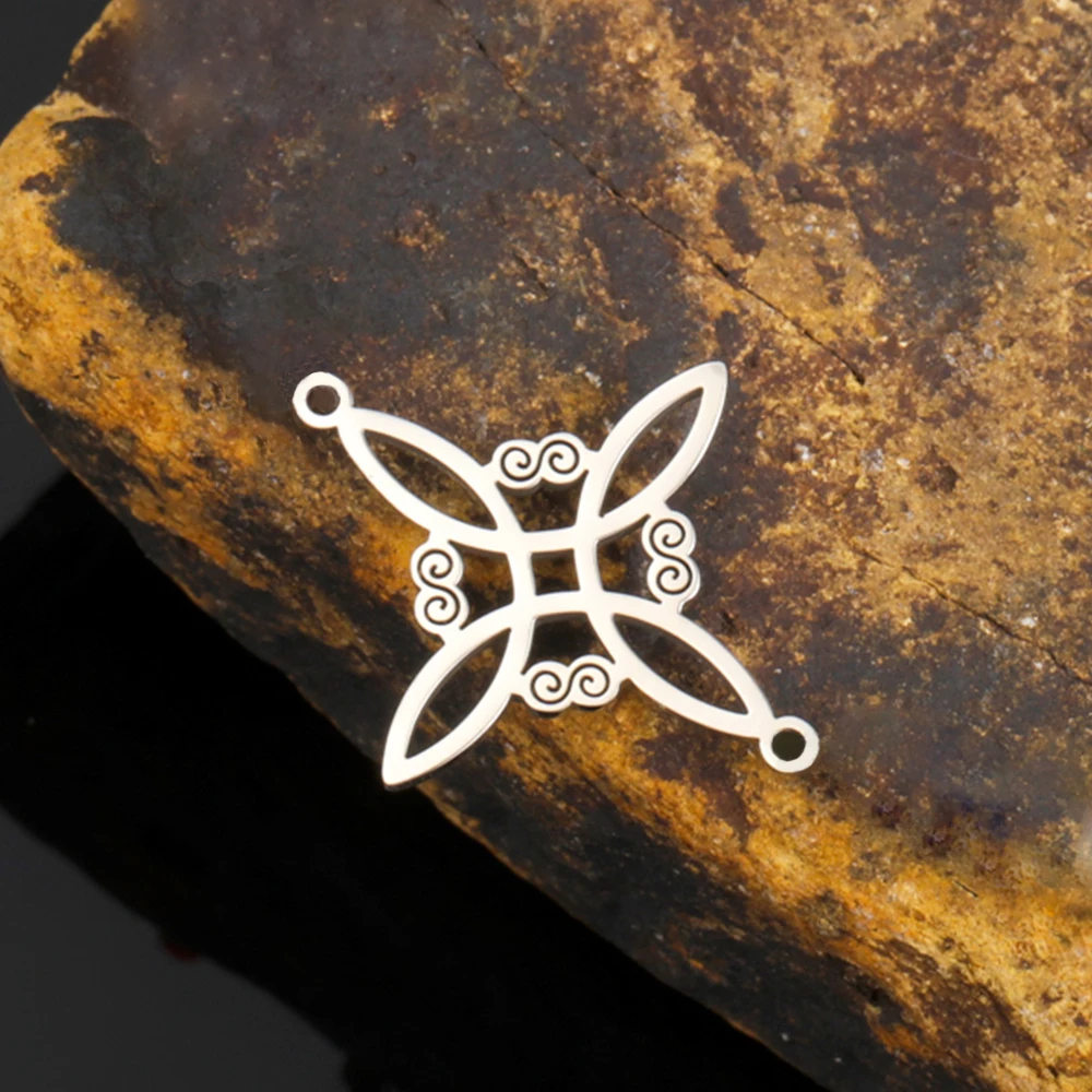 EUEAVAN 5pc Witch Knot Stainless Steel Pendant Celtics Trinity Knots Wicca Charms Connector Amulet Bracelet Jewelry Making Gifts