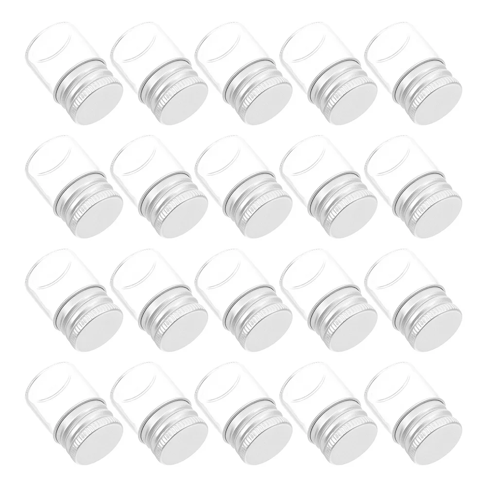 

30Pcs Mini Glass Bottles Small Clear Jars Aluminum Lids Airtight Screw Caps for DIY Craft Sample Storage Oil Powder