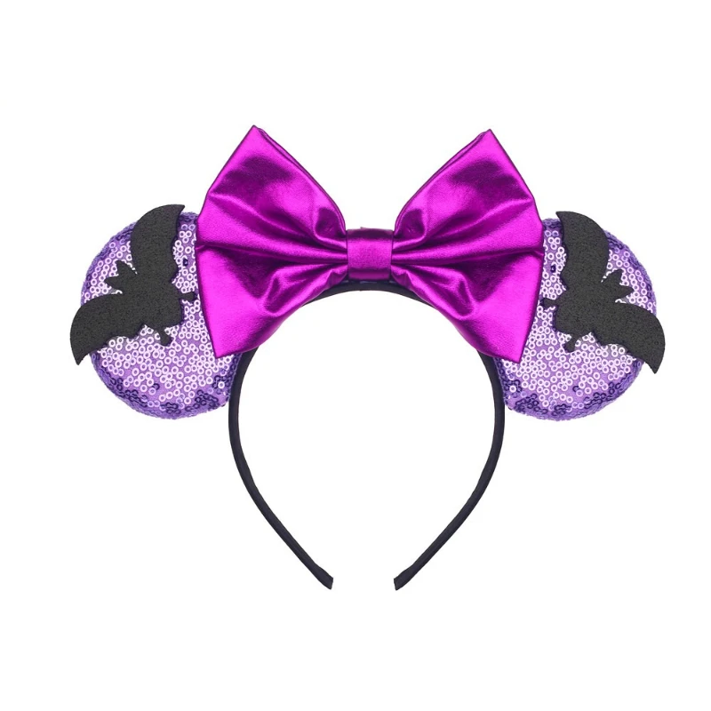 Festive Halloween Hair Hoop with Glossy Sequin Bow Ornament Light Comfort Frame Suitable for Stage Gala Trick-or-Treat Cosplay view 2