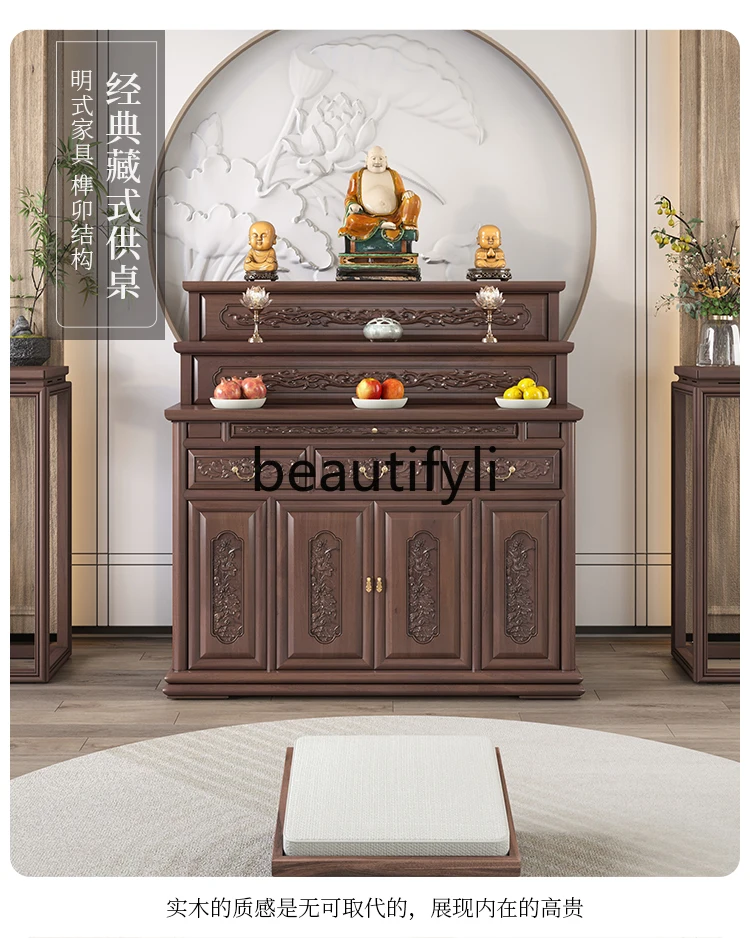 Ebony Buddhist Hall Serving Incense Case Buddhist Terrace Simple Solid Wood Gong Tai Shentai Cabinet