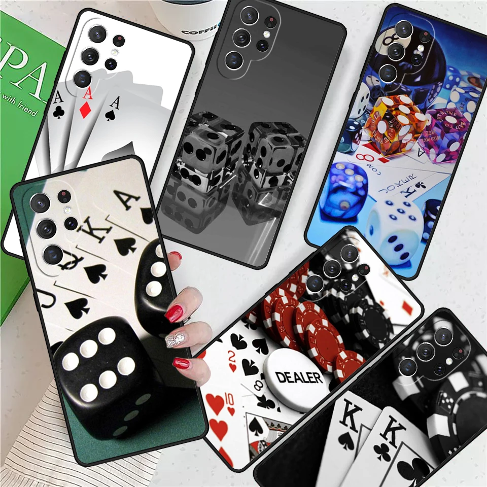 Dices Poker For Samsung Galaxy S24 Ultra S21 S22 S8 S9 S10E Note 10 20 Plus FE S23 Phone case Cover Coque