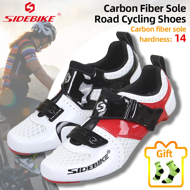 Sidebike Men's Sneakers Carbon Fiber Sole Road Cycling Shoes Lightweight Anti-slip Racing Shoe Bicycle Shoes Cycling Equipment