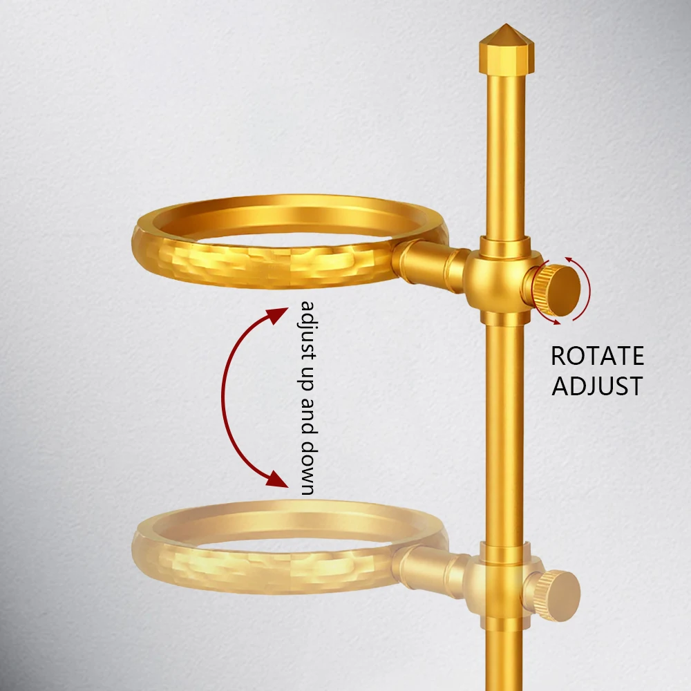 Hand Made Coffee Filter Cup, Gold Solid Wood Base, Aluminum Alloy Bracket, Household Glass Filter Cup Holder, Utensil
