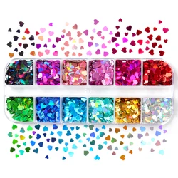 Holographic Glitter Love Heart Shape Epoxy Resin Filling Sequins DIY Silicone Mold Filler Pigment Jewelry Making Nail Art Decor