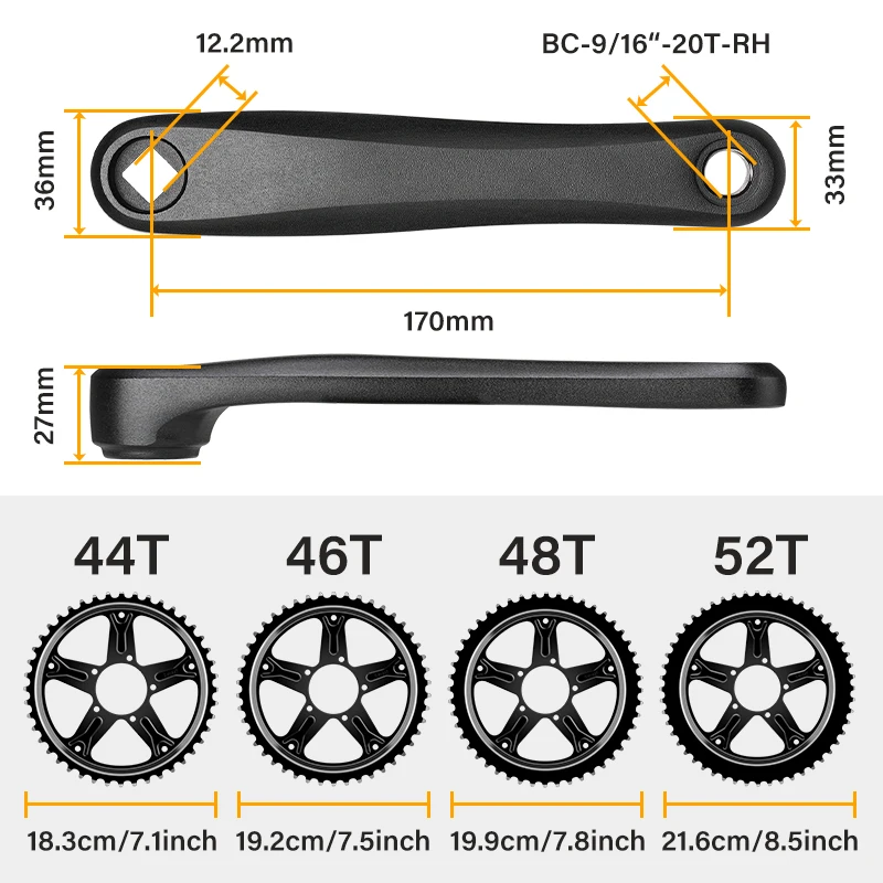 BAFANG Crank Arms Chainwheel for Bafang BBS01 BBS02 BBSHD Mid Drive Motor Chainring Sprocket EBike Conversion Accessories