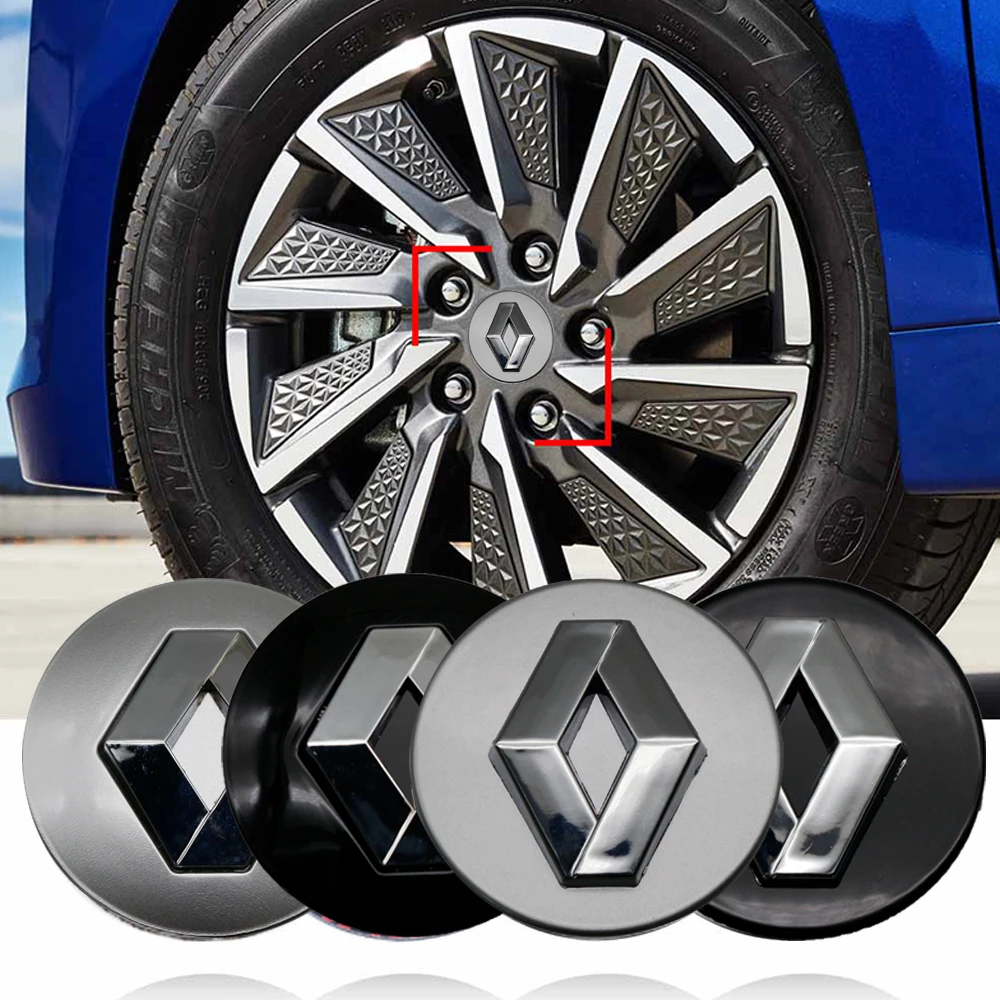 4Pcs 57/60mm Car Wheel Hub Center Caps Rim Cover Badge For Renault RS Koleos Captur Kadjar Megane 2 3 Clio 4 Scenic Accessories