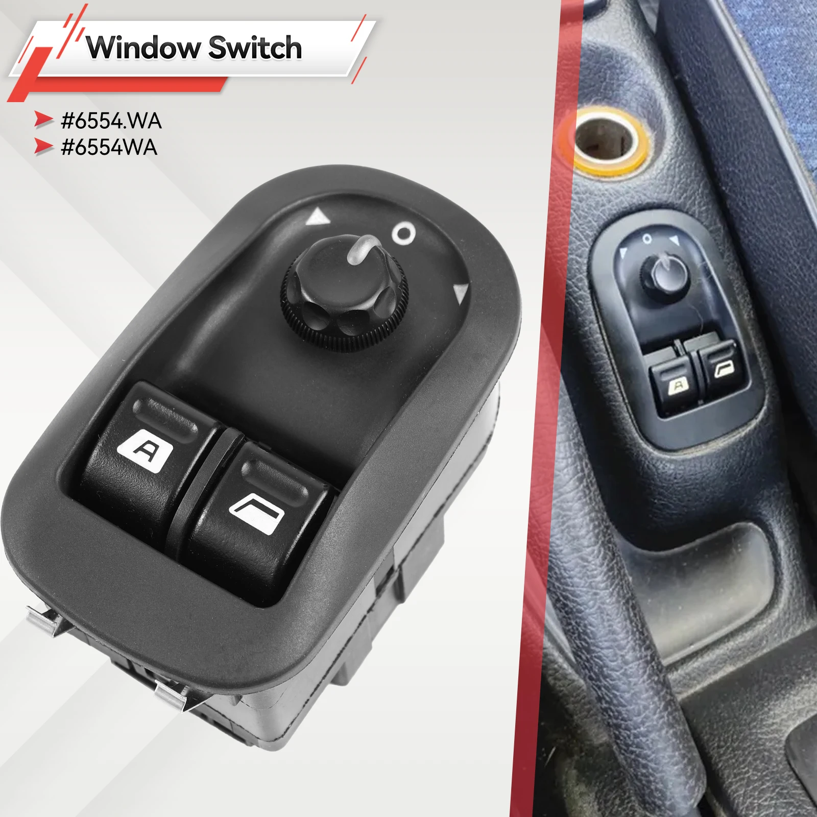 6554.WA 6554WA Car Electric Power Master Mirror Window Switch Main Button for Peugeot 206 206 CC 206SW 306 206 Saloon 2007-2016