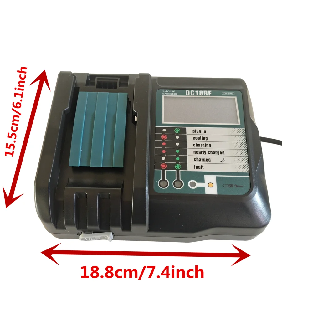 Для литий-ионного аккумулятора Makita 14,4 В/18 В 3,5 А, зарядное устройство для аккумулятора с ЖК-дисплеем BL1415 BL1430 BL1815 BL1830 BL1840 BL 18501860   С USB-портом