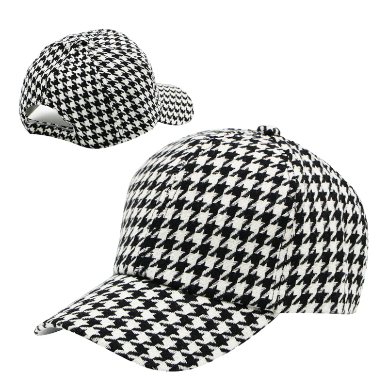 2024 Women's Summer Hat Baseball Cap Houndstooth Lattice Cotton Cap Female Sport for Gorros Sun hat Snapback popular retro